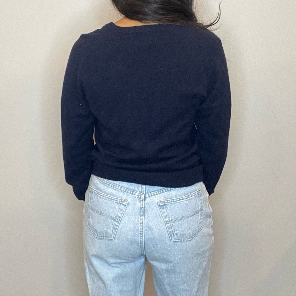 💙🧶 Vintage L.L. Bean Women’s Navy Blue V-Neck Sweater | Size S-Regular 🧶💙 - Picture 5 of 12